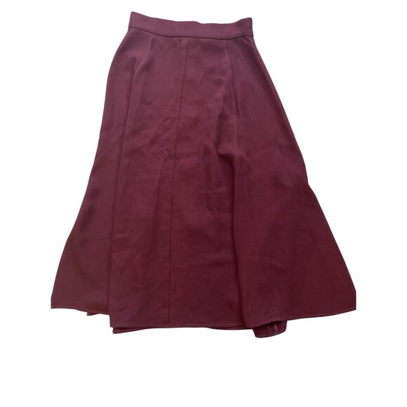 Uterqüe Burgundy A-Line Midi Skirt Gold Buttons High Waist Sz M 28 Vintage Style - Picture 3 of 9